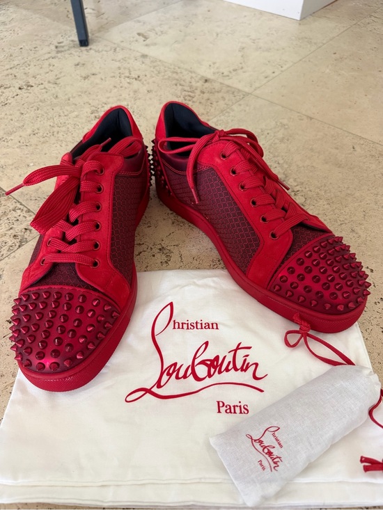 Christian Louboutin Other - Christian Louboutin Men’s Red Spiked Low-Top Sneakers with Honeycomb Panels